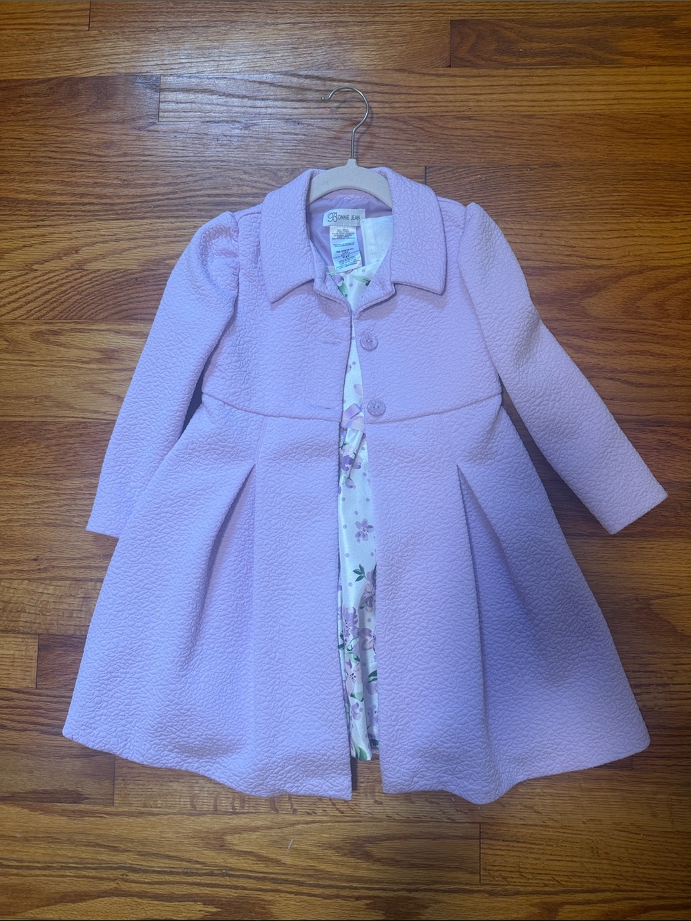 Bonnie Jean Light Pink Textured Girls' Pea Coat